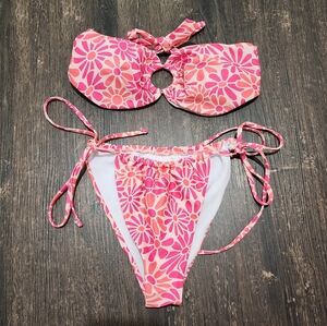 Vintage Floral Print High Waisted Bikini